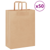 vidaXL 50 db barna kraft papírzacskók fogantyúkkal 26x12x35 cm