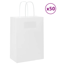 vidaXL 50 db fehér kraft papírzacskók fogantyúkkal 15x8x21 cm ajándéktasak