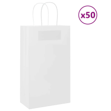 vidaXL 50 db fehér kraft papírzacskók fogantyúkkal 21x11x36 cm ajándéktasak