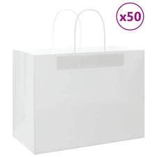 vidaXL 50 db fehér kraft papírzacskók fogantyúkkal 32x17x25 cm ajándéktasak
