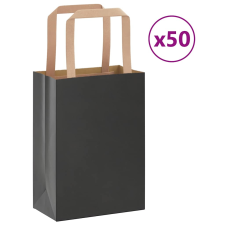 vidaXL 50 db fekete kraft papírzacskók fogantyúkkal 15x8x21 cm ajándéktasak