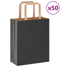 vidaXL 50 db fekete kraft papírzacskók fogantyúkkal 18x8x22 cm ajándéktasak