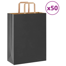 vidaXL 50 db fekete kraft papírzacskók fogantyúkkal 26x12x35 cm ajándéktasak