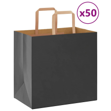 vidaXL 50 db fekete kraft papírzacskók fogantyúkkal 26x17x25 cm ajándéktasak