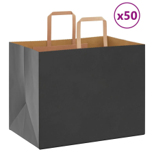 vidaXL 50 db fekete kraft papírzacskók fogantyúkkal 32x22x24 cm ajándéktasak