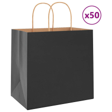vidaXL 50 db fekete papírzacskók fogantyúkkal 26x17x25 cm ajándéktasak