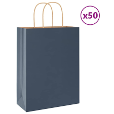 vidaXL 50 db kék papírzacskók fogantyúkkal 26x12x35 cm ajándéktasak