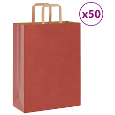 vidaXL 50 db piros kraft papírzacskók fogantyúkkal 26x12x35 cm ajándéktasak