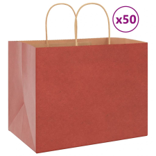 vidaXL 50 db piros kraft papírzacskók fogantyúkkal 32x22x24 cm ajándéktasak