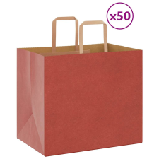 vidaXL 50 db piros kraft papírzacskók fogantyúkkal 32x22x28 cm ajándéktasak