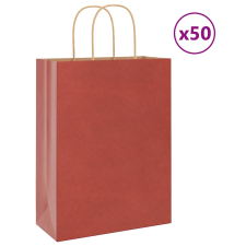 vidaXL 50 db piros papírzacskók fogantyúkkal 26x12x35 cm ajándéktasak