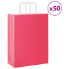 vidaXL 50 db rózsaszín kraft papírzacskók fogantyúkkal 26x12x35 cm