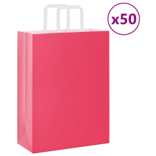 vidaXL 50 db rózsaszín kraft papírzacskók fogantyúkkal 26x12x35 cm ajándéktasak