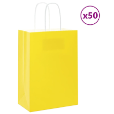 vidaXL 50 db sárga kraft papírzacskók fogantyúkkal 15x8x21 cm ajándéktasak