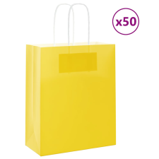 vidaXL 50 db sárga kraft papírzacskók fogantyúkkal 18x8x22 cm ajándéktasak