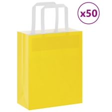 vidaXL 50 db sárga kraft papírzacskók fogantyúkkal 18x8x22 cm ajándéktasak