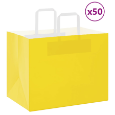 vidaXL 50 db sárga kraft papírzacskók fogantyúkkal 32x22x24 cm ajándéktasak
