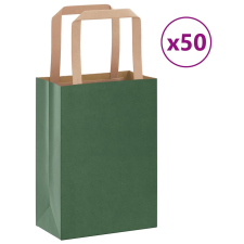 vidaXL 50 db zöld kraft papírzacskók fogantyúkkal 15x8x21 cm ajándéktasak