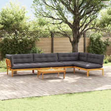 vidaXL 5 Darab Kerti raklapos kanapé egységek Tömör Akácfa Természetes kerti bútor