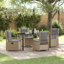 vidaXL 5 darabos kerti étkező szett Bézs Poli Rattan kerti bútor