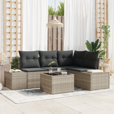 vidaXL 5 darabos kerti sofa szett párnákkal, szürke polirattan kerti bútor