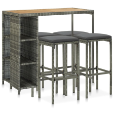 vidaXL 5 darabos szürke polyrattan kerti bárszett párnákkal kerti bútor
