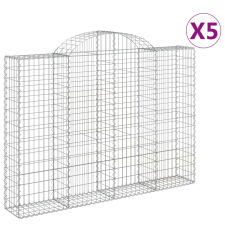 vidaXL 5 db íves horganyzott vas gabion kosár 200x30x140/160 cm (3146155) kerti tárolás