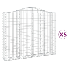 vidaXL 5 db íves horganyzott vas gabion kosár 200x30x160/180 cm (3145496) kerti tárolás