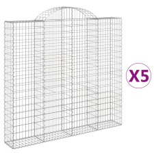 vidaXL 5 db íves horganyzott vas gabion kosár 200x30x180/200 cm kerti tárolás