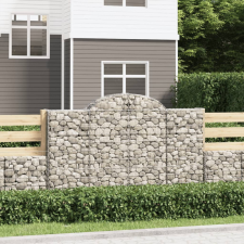 vidaXL 5 db íves horganyzott vas gabion kosár 200x50x120/140 cm kerti tárolás