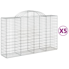 vidaXL 5 db íves horganyzott vas gabion kosár 200x50x120/140 cm (3146344) kerti tárolás