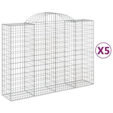 vidaXL 5 db íves horganyzott vas gabion kosár 200x50x140/160 cm (3146365) kerti tárolás