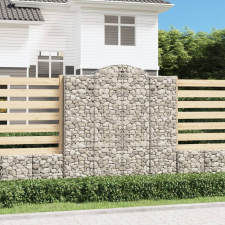 vidaXL 5 db íves horganyzott vas gabion kosár 200x50x200/220 cm kerti dekoráció