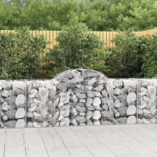 vidaXL 5 db íves horganyzott vas gabion kosár 200x50x80/100 cm kerti dekoráció
