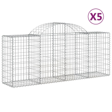 vidaXL 5 db íves horganyzott vas gabion kosár 200x50x80/100 cm (3146302) kerti tárolás