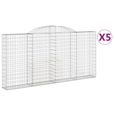 vidaXL 5 db íves horganyzott vas gabion kosár 300x30x140/160 cm (3146560) kerti tárolás