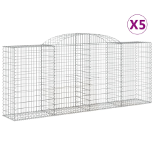 vidaXL 5 db íves horganyzott vas gabion kosár 300x50x120/140 cm (3146722) kerti tárolás