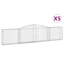 vidaXL 5 db íves horganyzott vas gabion kosár 400x30x80/100 cm (3146856) kerti tárolás