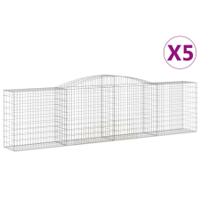 vidaXL 5 db íves horganyzott vas gabion kosár 400x50x100/120 cm (3146999) kerti tárolás