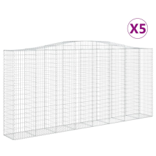 vidaXL 5 db íves horganyzott vas gabion kosár 400x50x180/200 cm (3146011) kerti tárolás