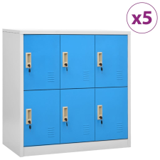 vidaXL 5 db világosszürke-kék acél zárható szekrény 90 x 45 x 92,5 cm irattároló szekrény