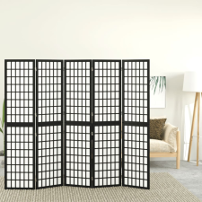 vidaXL 5 paneles fekete japán stílusú összecsukható paraván 200x170 cm bútor