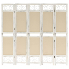 vidaXL 5 paneles krémszínű szövetparaván 175 x 165 cm bútor