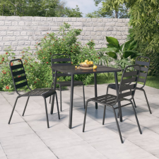 vidaXL 5 részes antracitszürke acél kerti étkezőgarnitúra kerti bútor