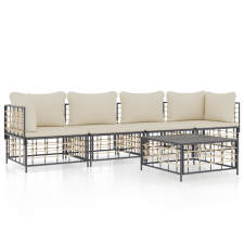 vidaXL 5-részes antracitszürke polyrattan kerti ülőgarnitúra párnákkal (3186700) kerti bútor