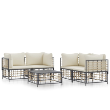 vidaXL 5-részes antracitszürke polyrattan kerti ülőgarnitúra párnákkal (3186702) kerti bútor