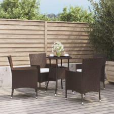 vidaXL 5-részes barna polyrattan kerti bisztrógarnitúra párnákkal kerti bútor