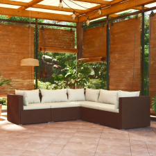 vidaXL 5-részes barna polyrattan kerti bútorszett párnákkal kerti bútor