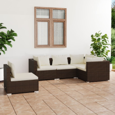 vidaXL 5-részes barna polyrattan kerti bútorszett párnákkal kerti bútor