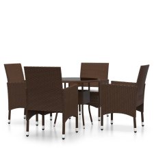 vidaXL 5 részes barna polyrattan kerti étkezőgarnitúra (3058491) kerti bútor